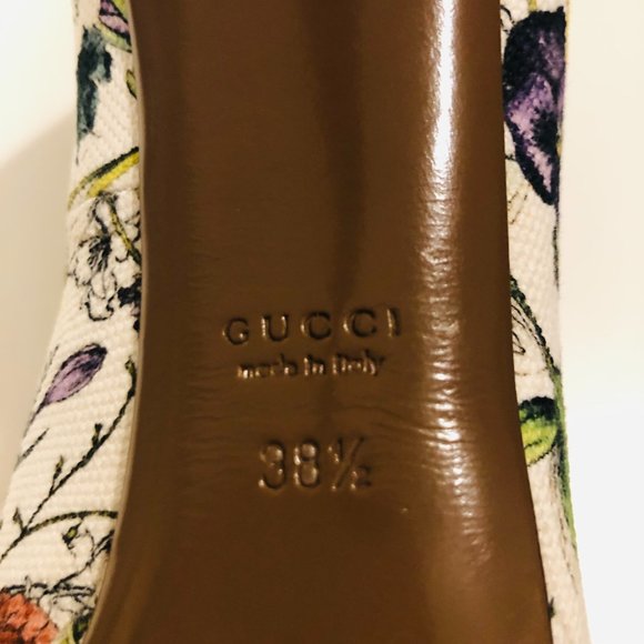 Gucci floral peep toe heels size 7.5 - Picture 6 of 8